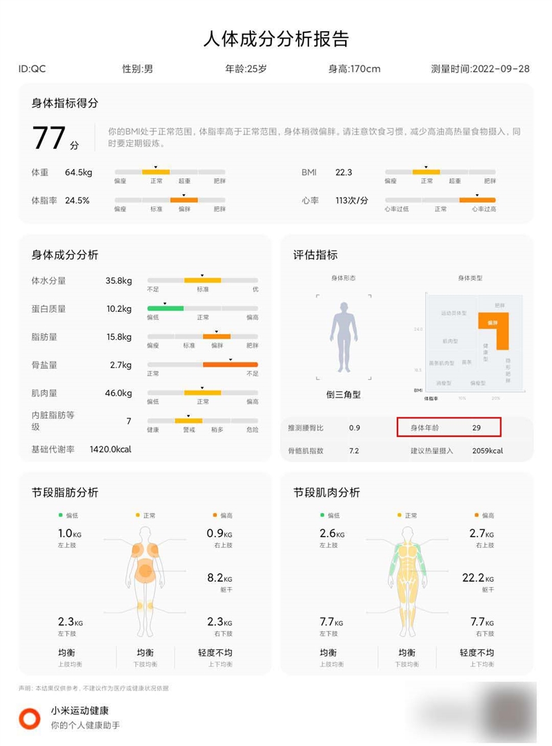 35项专业数据肌肉还是脂肪一测便知！小米八电极体脂秤评测(图14)